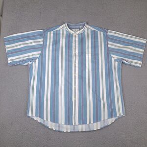 Vintage INC International Concepts Shirt Mens XL Blue White Striped Henley‎ 90's